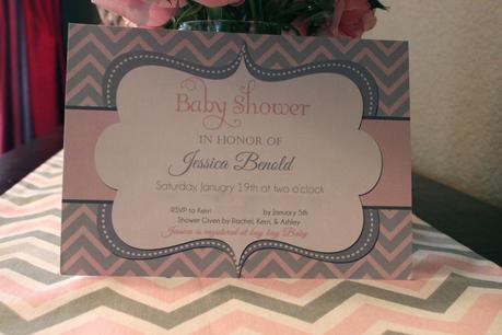 Pink Chevron Baby Shower Invitations