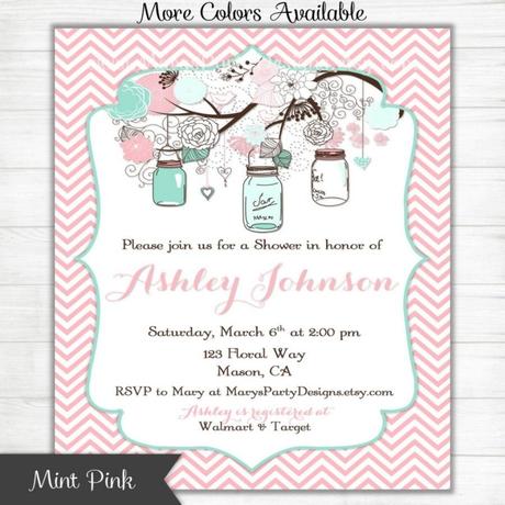 Pink Chevron Baby Shower Invitations