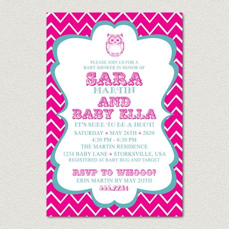 Pink Chevron Baby Shower Invitations