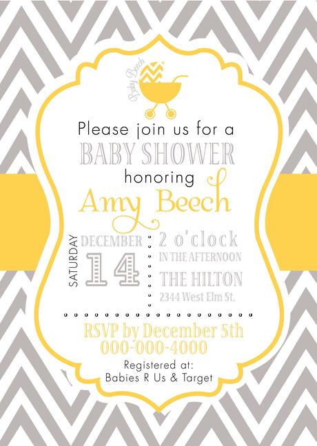 Pink Chevron Baby Shower Invitations