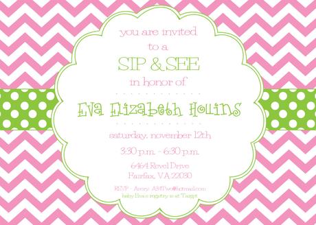 Pink Chevron Baby Shower Invitations