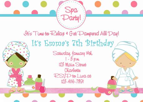 Girls Spa Birthday Party Invitations