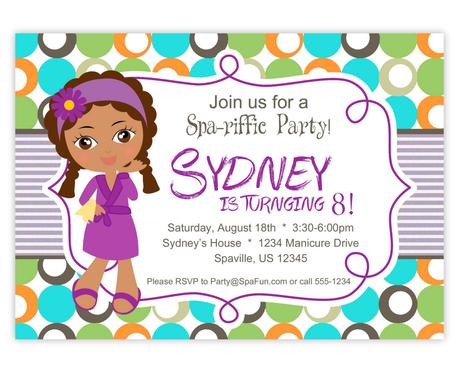 Girls Spa Birthday Party Invitations