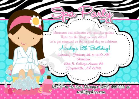 Girls Spa Birthday Party Invitations