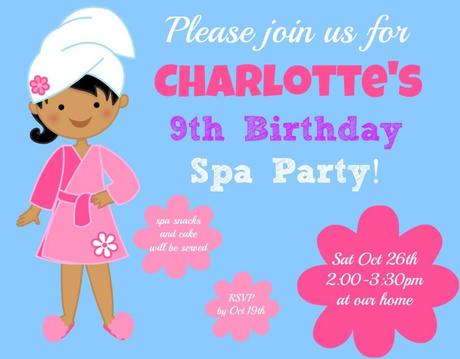 Girls Spa Birthday Party Invitations