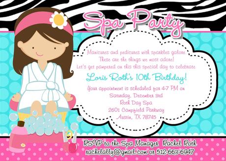 Girls Spa Birthday Party Invitations