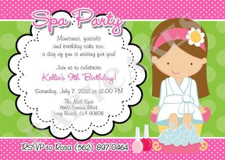 Girls Spa Birthday Party Invitations