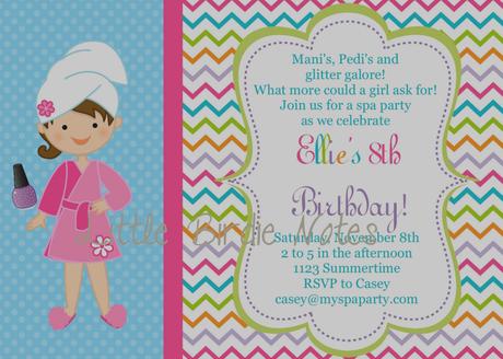 Girls Spa Birthday Party Invitations