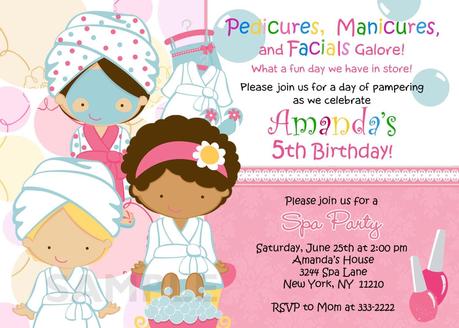 Girls Spa Birthday Party Invitations