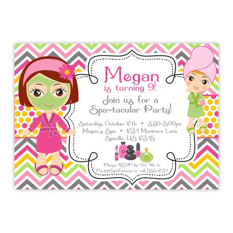 Girls Spa Birthday Party Invitations