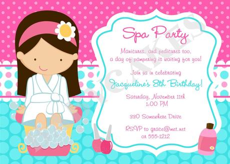 Girls Spa Birthday Party Invitations