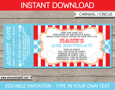 Circus Party Invitation