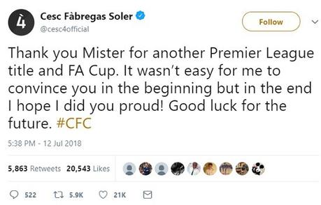 How Fabregas Celebrated Conte’s Sack As Chelsea Manager