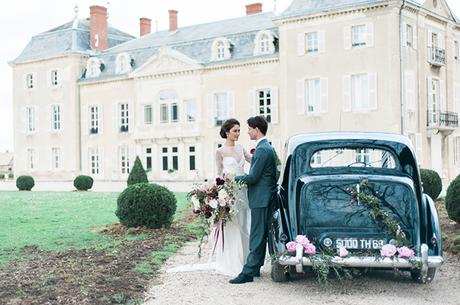 Beautiful elegant wedding inspiration shoot with burgundy accents