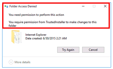 Fix: You need Permission from Trustedinstaller Windows 10