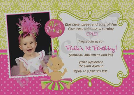 Baby Girl 1st Birthday Invitations