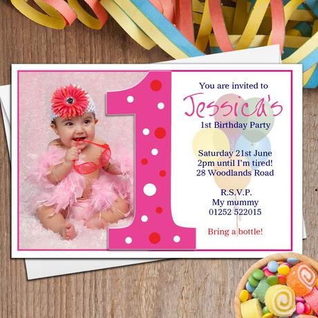 Baby Girl 1st Birthday Invitations