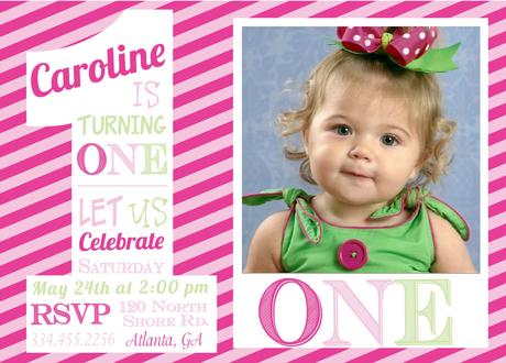 Baby Girl 1st Birthday Invitations