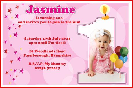 Baby Girl 1st Birthday Invitations