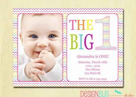 Baby Girl 1st Birthday Invitations