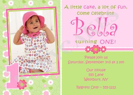 Baby Girl 1st Birthday Invitations