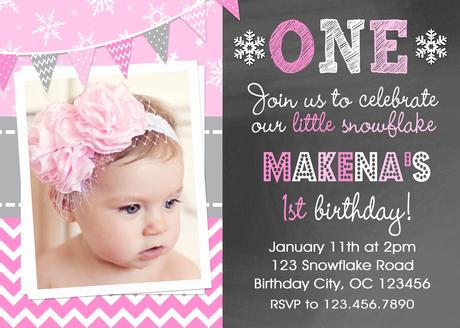 Baby Girl 1st Birthday Invitations