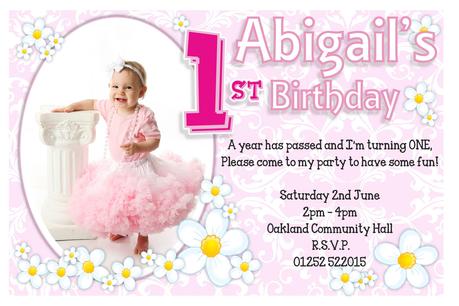 Baby Girl 1st Birthday Invitations