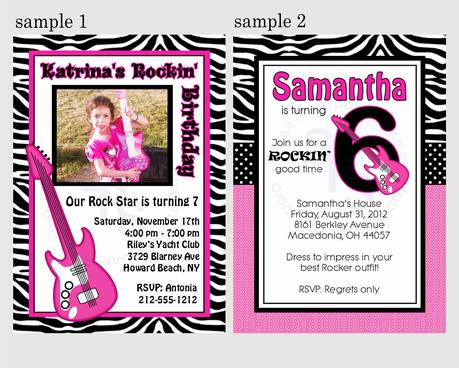 Rock Star Party Invites