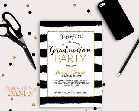 Gold Graduation Invitations