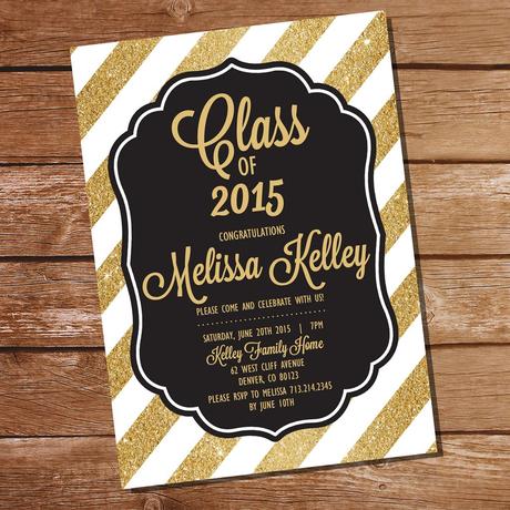 Gold Graduation Invitations