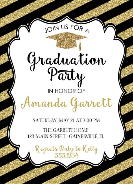 Gold Graduation Invitations