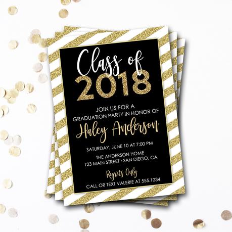 Gold Graduation Invitations