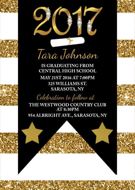 Gold Graduation Invitations