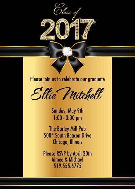 Gold Graduation Invitations