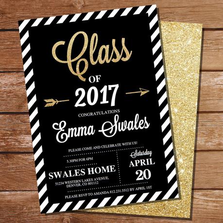 Gold Graduation Invitations