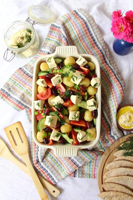 Greek Potato Salad with Tofu Feta - Vegan Recipe (3)