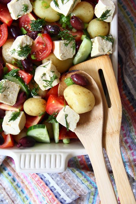 Greek Potato Salad with Tofu Feta - Vegan Recipe (4)