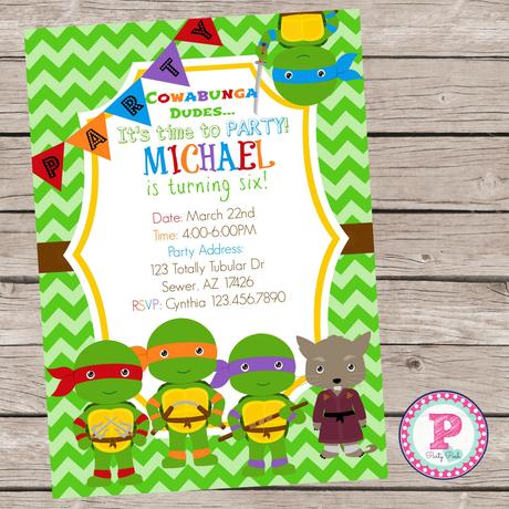 Ninja Turtle Birthday Party Invitations