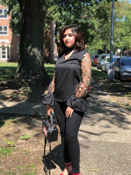WHOLESALE 7 Review: Black Embroidered Sleeve Blouse