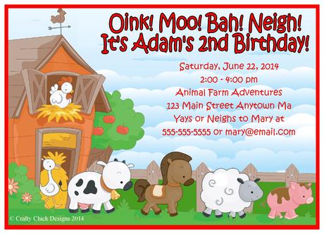 Farm Themed Birthday Party Invitations