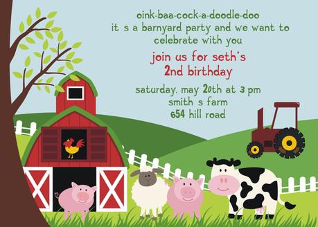 Farm Themed Birthday Party Invitations