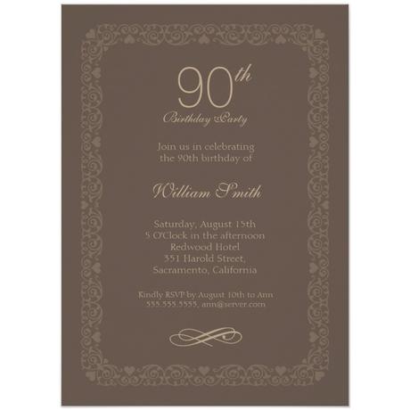 90th Birthday Invitation Cards