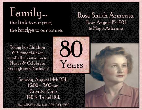 90th Birthday Invitation Cards