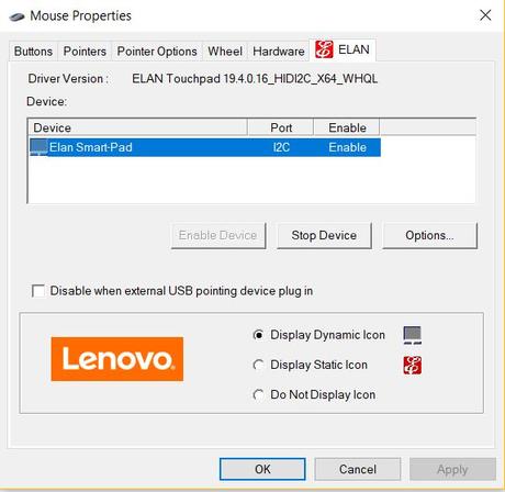 elan pointing device driver windows 10