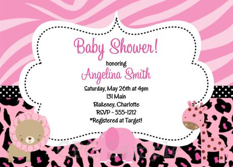 Safari Girl Baby Shower Invitations