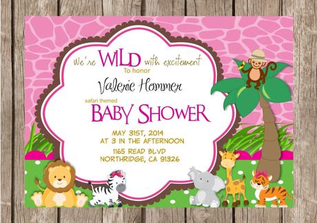 Safari Girl Baby Shower Invitations