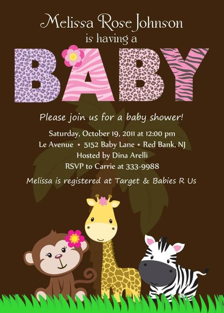 Safari Girl Baby Shower Invitations