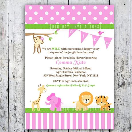 Safari Girl Baby Shower Invitations