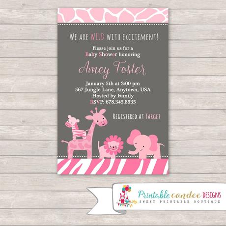 Safari Girl Baby Shower Invitations