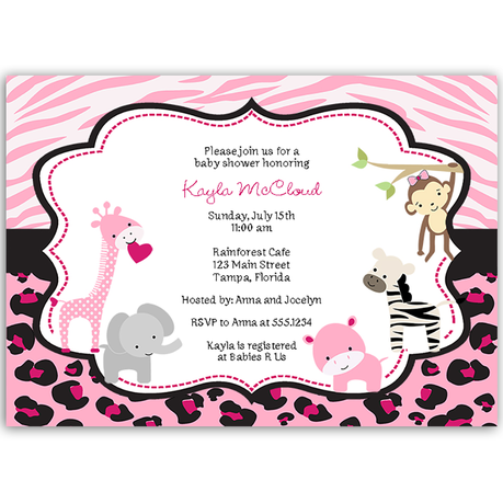 Safari Girl Baby Shower Invitations